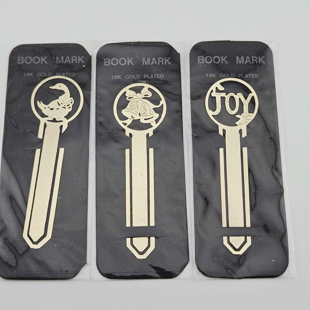 18K Gold Plated Page Holder Bookmarks Noel Christmas Winter Bookclub Gift 3Pack